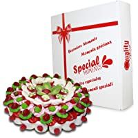 Los mejores  - Tarta de Chuches Red Flower- Diámetro de 28 cm- sin Gluten- Golosinas Variadas Ideal para Regalo.